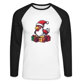 Coq Cadeaux de Noël - T-shirt baseball manches longues Homme - blanc/noir - Devant - Nik (191cm)