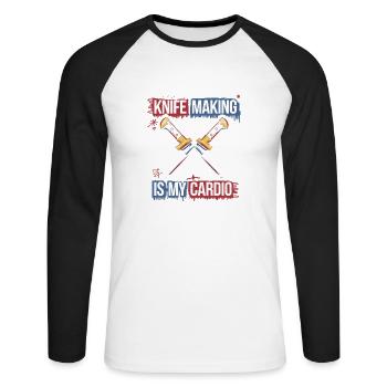 Passion for knives and blacksmithing - Unisex Long Sleeve Baseball T-Shirt - white/black - Front - Nik (191cm)