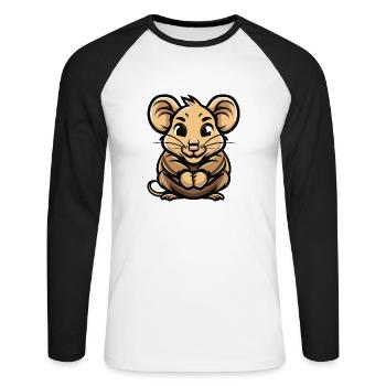 Bande dessinée souris - T-shirt baseball manches longues Homme - blanc/noir - Devant - Nik (191cm)