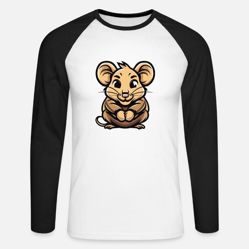 Maus Comic - Unisex Baseballshirt langarm - Weiß/Schwarz