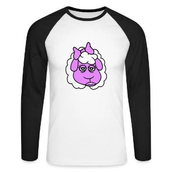 Schaf Mädchen Frau Gesicht Weiblich Hübsch Müde - Unisex Baseballshirt langarm - Weiß/Schwarz - Vorne - Nik (191cm)