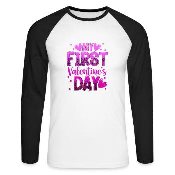 xoxo love you amore Blumen Frauen Valentinstag 14 - Unisex Baseballshirt langarm - Weiß/Schwarz - Vorne - Nik (191cm)