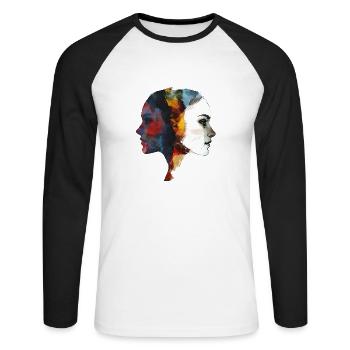The dark side as part of the personality - Unisex Long Sleeve Baseball T-Shirt - white/black - Front - Nik (191cm)