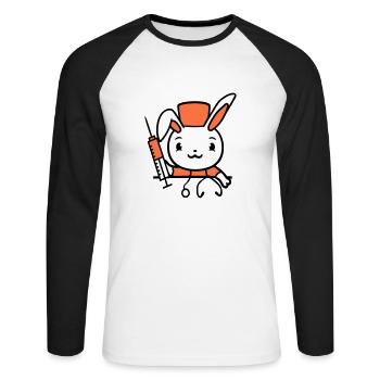 Hase Arzt Spritze Krankenschwester Krankenhaus - Unisex Baseballshirt langarm - Weiß/Schwarz - Vorne - Nik (191cm)