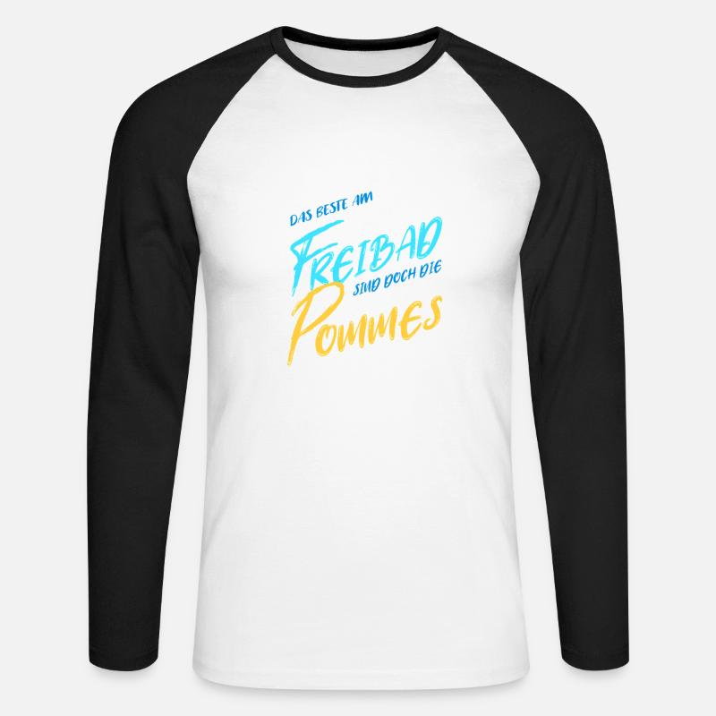 das Beste am Freibad - Unisex Baseballshirt langarm - Weiß/Schwarz