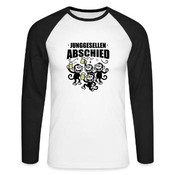 Junggesellenabschied Jga Affen Bier - Unisex Baseballshirt langarm - Weiß/Schwarz - Vorne - Nik (191cm)