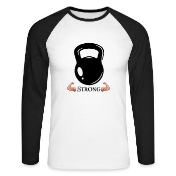 STRONG – Einfach. Kraftvoll. Klar. - Unisex Baseballshirt langarm - Weiß/Schwarz - Vorne - Nik (191cm)