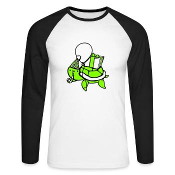 Water Turtle Birthday Party Balloon Hat - Unisex Long Sleeve Baseball T-Shirt - white/black - Front - Nik (191cm)