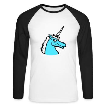 Licorne Cool Guy Sourire Maléfique Cheval de dessin animé - T-shirt baseball manches longues Homme - blanc/noir - Devant - Nik (191cm)