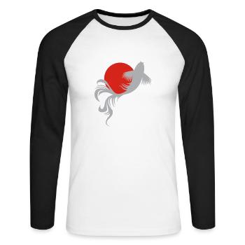 Roi der Koi-Karpfen - Unisex Baseballshirt langarm - Weiß/Schwarz - Vorne - Nik (191cm)