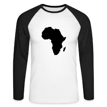 Afrika - schwarzer Kontinent - Unisex Baseballshirt langarm - Weiß/Schwarz - Vorne - Nik (191cm)
