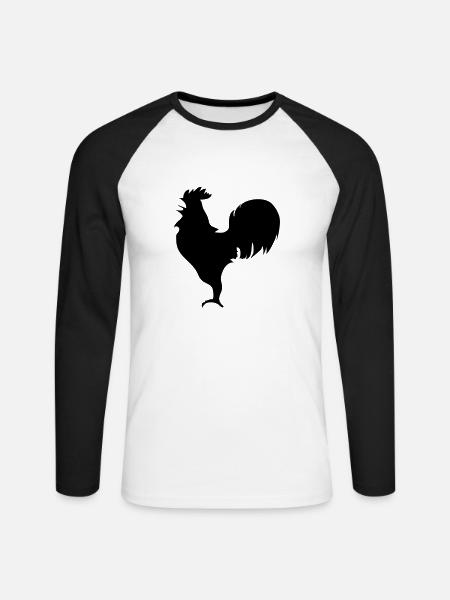 Hahn - Unisex Baseballshirt langarm - Weiß/Schwarz
