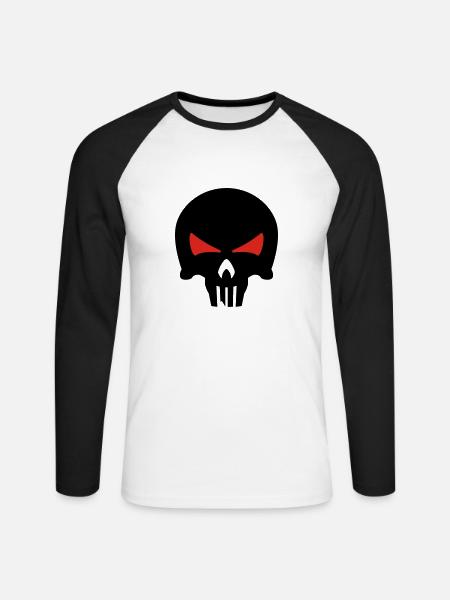 bone head - Unisex Baseballshirt langarm - Weiß/Schwarz