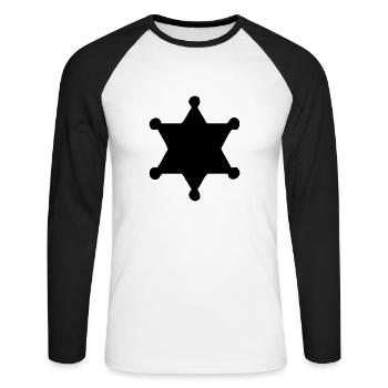 Sheriff - T-shirt baseball manches longues Homme - blanc/noir - Devant - Nik (191cm)