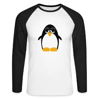 Pinguin (penguin) 02 - Unisex Baseballshirt langarm - Weiß/Schwarz - Vorne - Nik (191cm)