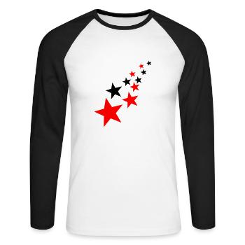 étoiles - T-shirt baseball manches longues Homme - blanc/noir - Devant - Nik (191cm)