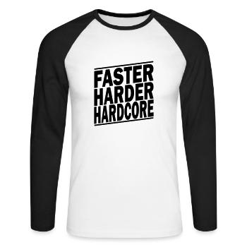 faster harder ii - Unisex Long Sleeve Baseball T-Shirt - white/black - Front - Nik (191cm)