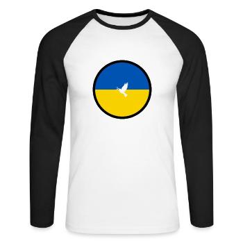 Slava Ukraini za myr - Unisex Baseballshirt langarm - Weiß/Schwarz - Vorne - Nik (191cm)