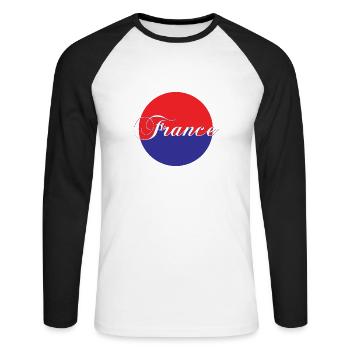 Frankreich - Unisex Baseballshirt langarm - Weiß/Schwarz - Vorne - Nik (191cm)