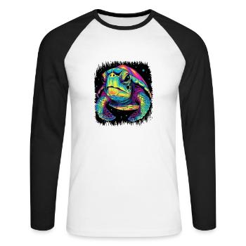 Citation récif de corail animal aquatique tortue amant amour - T-shirt baseball manches longues Homme - blanc/noir - Devant - Nik (191cm)