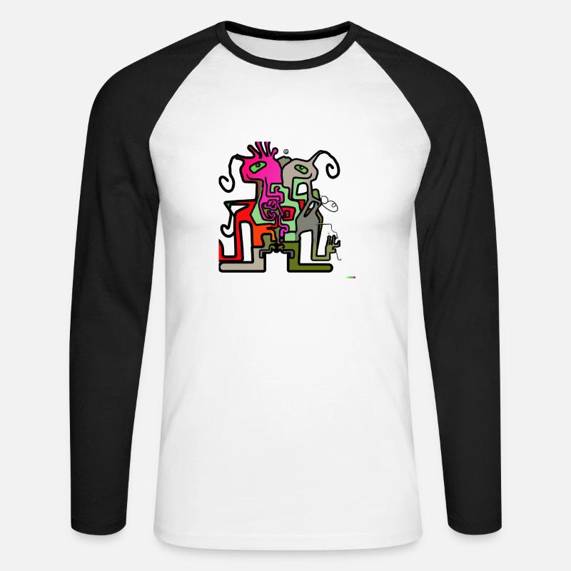 example com 7 - Unisex Baseballshirt langarm - Weiß/Schwarz