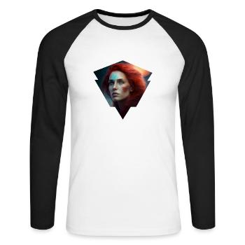 femme dans l espace - T-shirt baseball manches longues Homme - blanc/noir - Devant - Nik (191cm)
