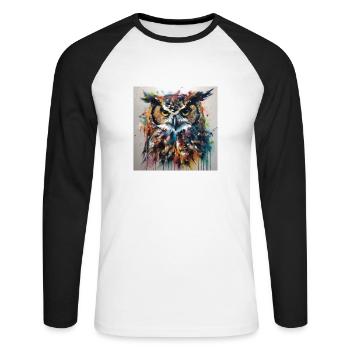 Eule #3 - Unisex Baseballshirt langarm - Weiß/Schwarz - Vorne - Nik (191cm)