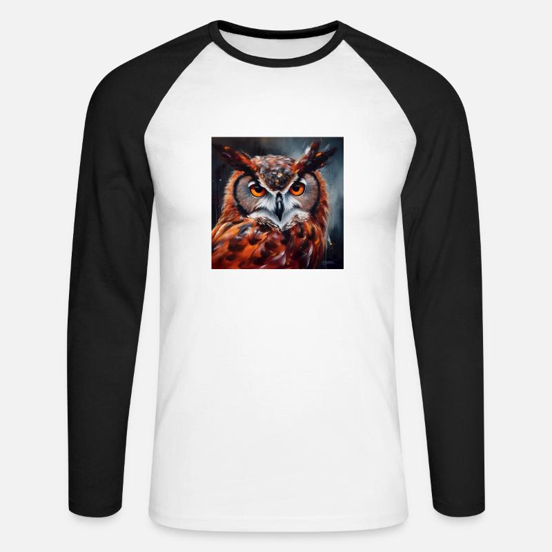 Eule #2 - Unisex Baseballshirt langarm - Weiß/Schwarz