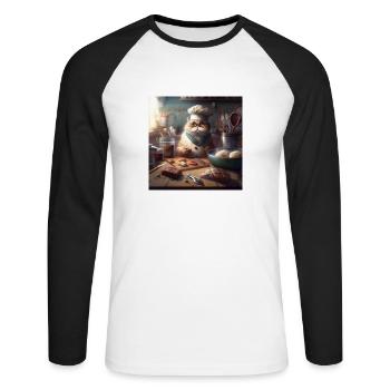 Mr. Catcock - Unisex Baseballshirt langarm - Weiß/Schwarz - Vorne - Nik (191cm)