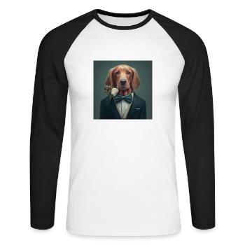 I'm not single, I have a dog - Unisex Baseballshirt langarm - Weiß/Schwarz - Vorne - Nik (191cm)