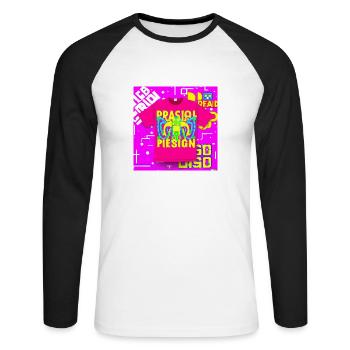 T-shirt fluo - T-shirt baseball manches longues Homme - blanc/noir - Devant - Nik (191cm)