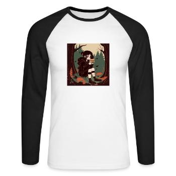 Fille gothique dans les bois - T-shirt baseball manches longues Homme - blanc/noir - Devant - Nik (191cm)