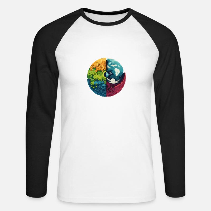 Erde Elemente - Unisex Baseballshirt langarm - Weiß/Schwarz