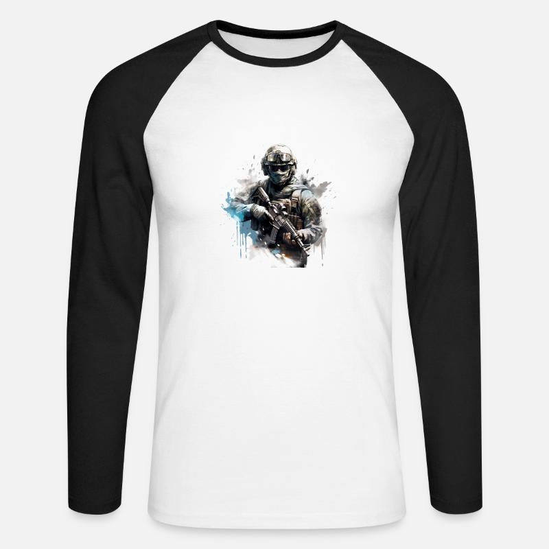 COD gaming art shooter - Unisex Baseballshirt langarm - Weiß/Schwarz