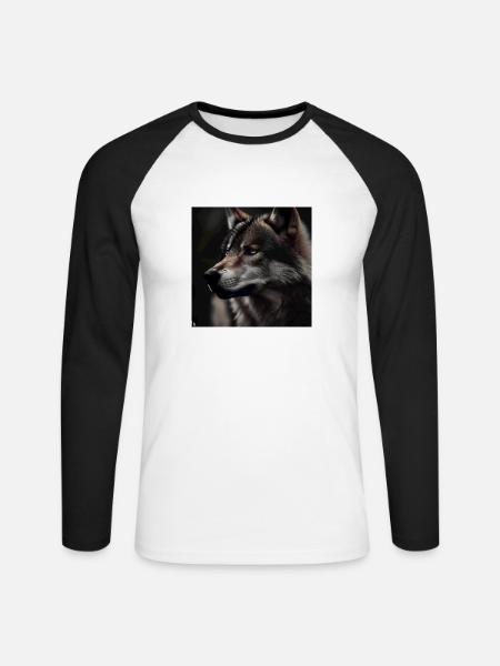 Wolf - Unisex Baseballshirt langarm - Weiß/Schwarz