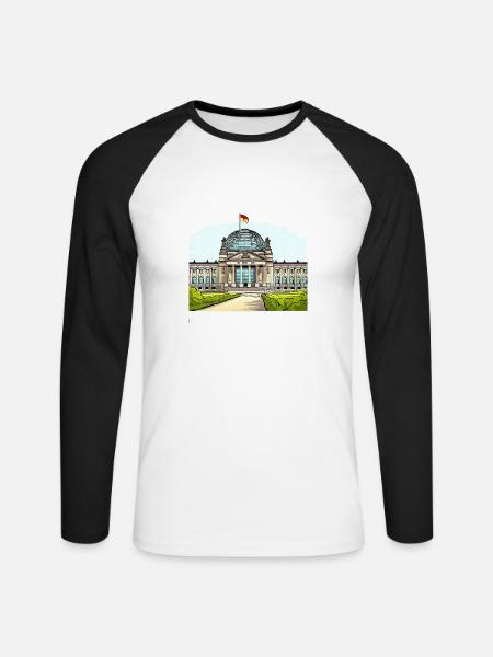 Berliner Bundestag - Unisex Baseballshirt langarm - Weiß/Schwarz