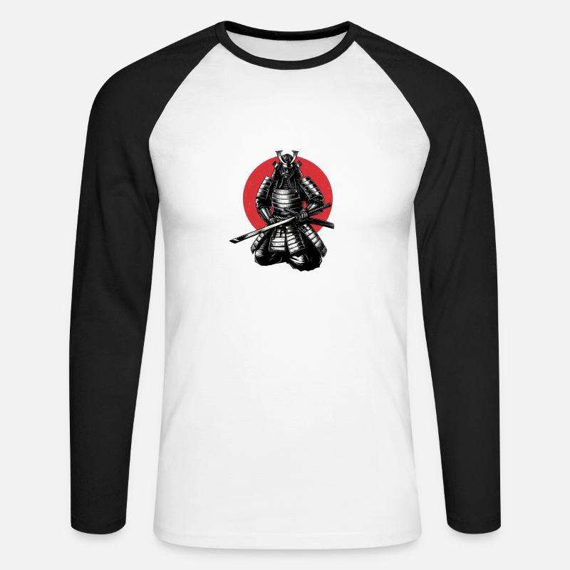 Samurai - Unisex Baseballshirt langarm - Weiß/Schwarz