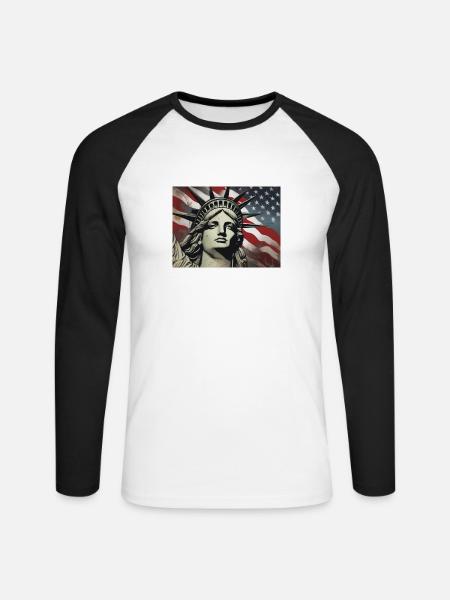 Freiheitsstatue - Unisex Baseballshirt langarm - Weiß/Schwarz