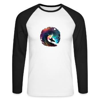 surfer - Unisex Long Sleeve Baseball T-Shirt - white/black - Front - Nik (191cm)
