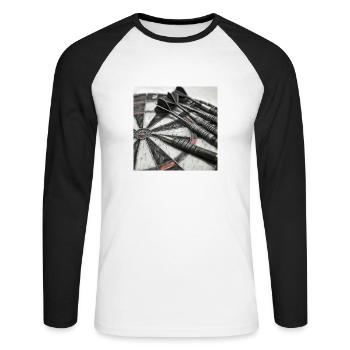Dartboard - Unisex Baseballshirt langarm - Weiß/Schwarz - Vorne - Nik (191cm)