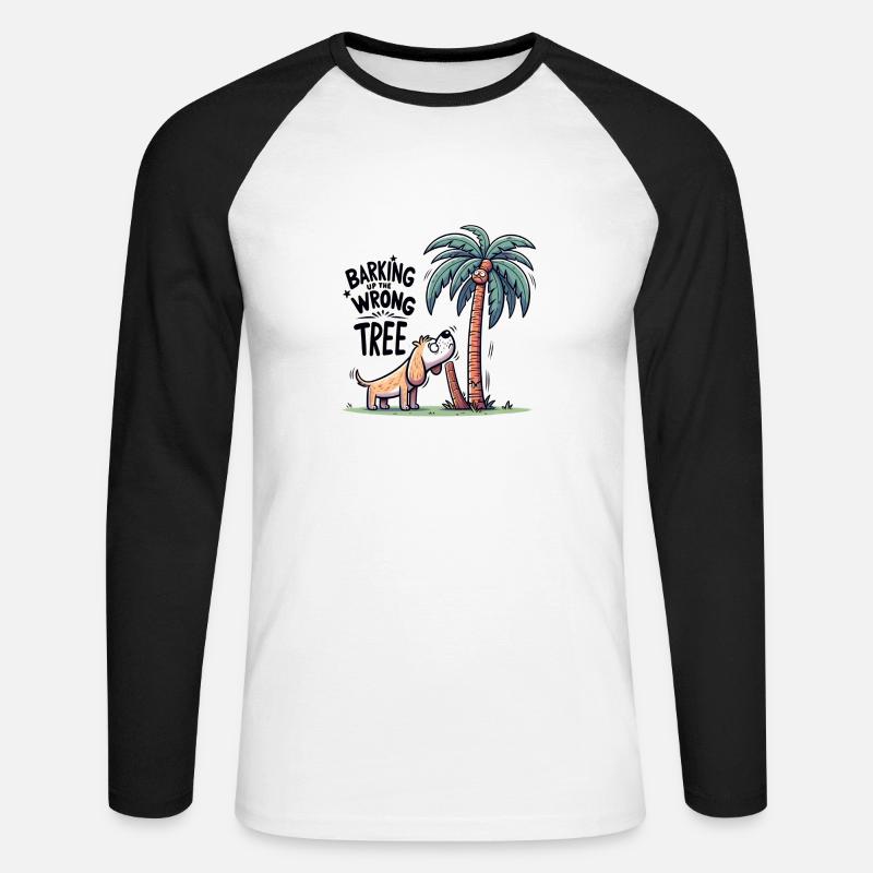Barking Up The Wrong Tree - Unisex Baseballshirt langarm - Weiß/Schwarz