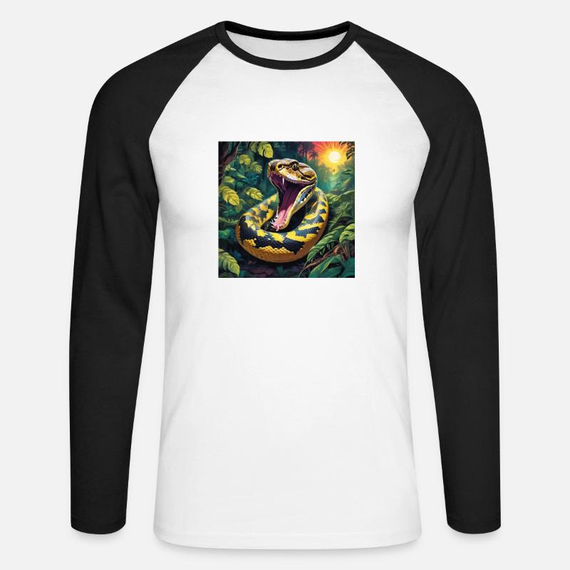 Python Schlange - Unisex Baseballshirt langarm - Weiß/Schwarz