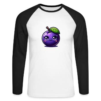 Violet prune - T-shirt baseball manches longues Homme - blanc/noir - Devant - Nik (191cm)