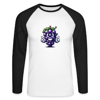 Raisins - T-shirt baseball manches longues Homme - blanc/noir - Devant - Nik (191cm)