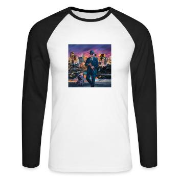 LA GANSTA - Unisex Baseballshirt langarm - Weiß/Schwarz - Vorne - Nik (191cm)