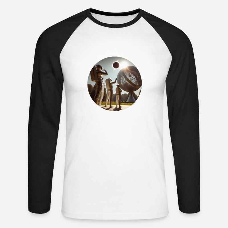 Total Eclipse 04:08:24 Commererative - Unisex Long Sleeve Baseball T-Shirt - white/black