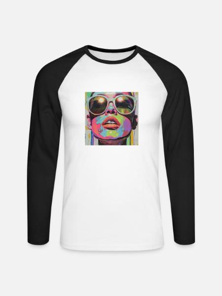 Psychedelic Shades - Unisex Baseballshirt langarm - Weiß/Schwarz