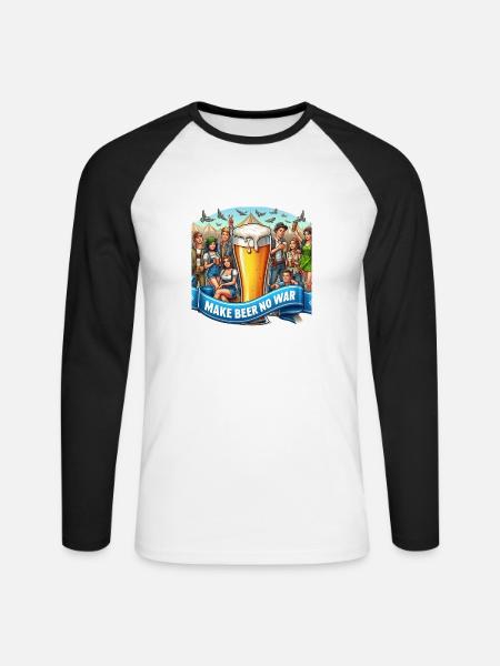 Make Beer no War 6 - Unisex Baseballshirt langarm - Weiß/Schwarz