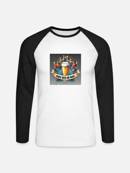 make Beer No War Logo - Unisex Baseballshirt langarm - Weiß/Schwarz