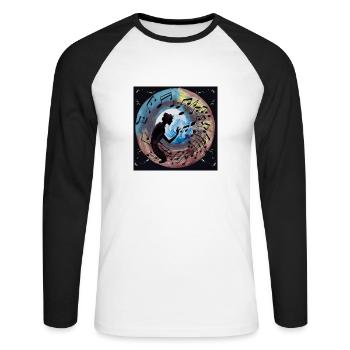 Ma musique - T-shirt baseball manches longues Homme - blanc/noir - Devant - Nik (191cm)